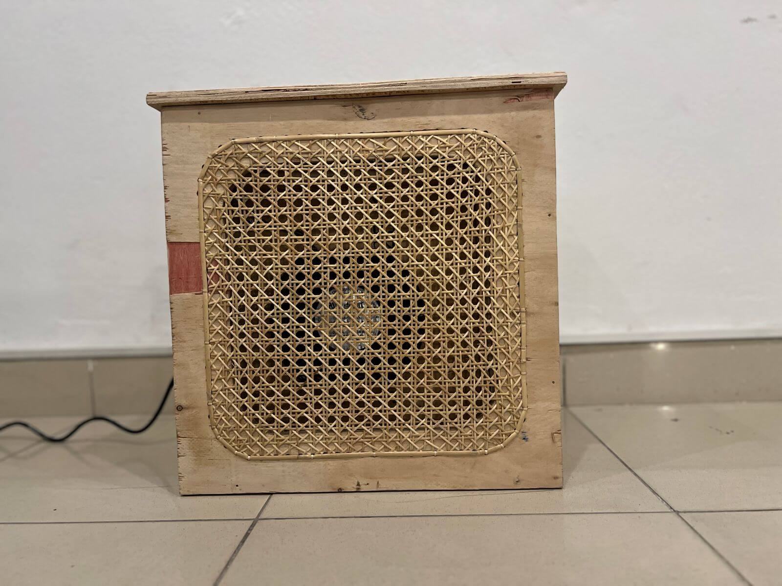 Second plywood-and-cane form with easier filter access